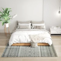 HOMCOM Teppich für drinnen und draußen, Boho-Design, leicht zu reinigen, Grau(m-2)