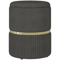 HOMCOM Pouf tabouret repose-pied coffre de rangement en velours côtelé 36 x 36 x 44 cm pour salon chambre gris(m-12)