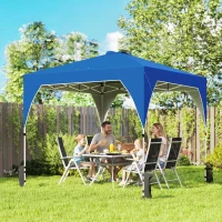 Outsunny Tenda Dobrável 3x3 m Pop-up Tenda de Jardim com Bloqueio Central UPF50+ Altura Ajustável 3 Níveis Bolsa de Transporte Azul(m-2)