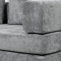 HOMCOM Canapé Convertible 3 Places Compressé 5 en 1, Canapé-Lit en Chenille 205cm, Assise Profonde, 2 Coussins, Gris(m-13)