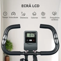 SPORTNOW Bicicleta Estática Dobrável com Resistência Magnética de 8 Níveis Encosto Volante Ecrã LCD e Banda de Resistência 43x97x109 cm Preto(m-9)