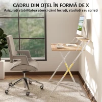 HOMCOM Birou Pliabil cu Raft pentru Monitor, 81,5x62x86,5 cm, Lemn și Alb(m-6)