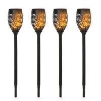 Outsunny Gartenbeleuchtung 4 Stück Solar LED Warmweiß Gartenstrahler mit Erdspieß Stecker IP44 Wasserdichter Gartenleuchte Solar Gartenlampe für Draußen Garten Rasen, Hof(m-1)