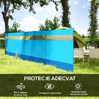 Outsunny Paravânt Pliabil de Plajă din Poliester cu Bare de Oțel, 725x140 cm, Albastru(m-4)