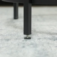 HOMCOM Runder Beistelltisch mit Glasplatte und Metallrahmen, kleiner Kaffeetisch für Wohnzimmer, Schlafzimmer, Schwarz(m-9)