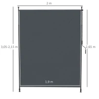 Outsunny Seitenmarkise, Montage ohne Bohren, höhenverstellbar, mit Handkurbel, Metallrahmen, grau, 2 x 2,15-3,05 m(m-3)