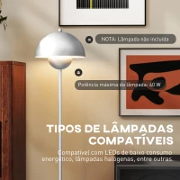 HOMCOM Candeeiro de Pé Moderno com Ecrã em Forma de Taça Refletora de Luz Interruptor de Pé Suporte E27 sem Lâmpada Ø35x155 cm Prata(m-7)