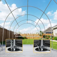 Outsunny Garagem Exterior para Automóvel 3x6 m Impermeável com Tecido PE Resistente Estrutura de Metal Galvanizado UPF 30+ Cinzento Escuro(m-8)