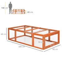 PawHut Clapier lapin extérieur cage cochon d'Inde toit ouvrable et portes verrouillables 180 x 90 x 48 cm jaune(m-3)