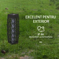 Outsunny Lampă Solară de Grădină cu Iluminare LED, din Oțel și Ratan PE, 20x20x68 cm, Gri(m-7)