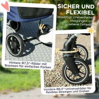 PawHut Hundewagen, Leichter und faltbarer Transportwagen für kleine Hunde, waschbares Kissen, Netzfenster, Dunkelblau(m-8)