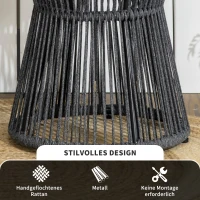 Outsunny Gartentisch im Boho-Stil, wetterbeständig, PE-Rattan, 39 cm x 39 cm x 49 cm, Schwarz + Natur(m-5)