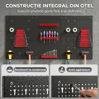 HOMCOM Set de 28 Panouri Perforate pentru Perete cu Cârlige și Suporturi, Negru și Roșu(m-4)