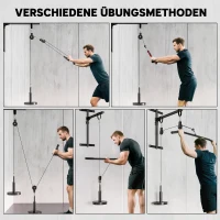 SPORTNOW Fitness Latzug Gym Fitnesssgeräte  Kabelzug Pulley System Arm Krafttraining für Zuhause(m-4)