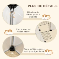 PawHut Enclos parc modulable pour petits animaux 20 panneaux pour cochons d'Inde hérisson 175 x 70 x 45 cm blanc(m-6)