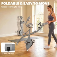 HOMCOM 2-in-1 Folding Exercise Bike with 8-Level Magnetic Resistance, Arm Resistance Band, Pulse Sensor, Grey(m-7)