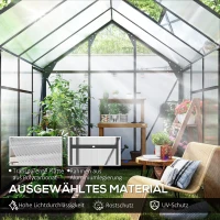 Outsunny Gewächshaus, Treibhaus, mit Dachfenster, Schiebetür, transparent, Polycarbonat+Aluminium, 190 x 252 x 201cm(m-5)