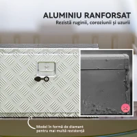 HOMCOM Cutie pentru Unelte de 76L din Aluminiu cu Încuietoare, 2 Chei și Mâner Lateral, 60,9x35,5x40,6 cm, Argintiu(m-4)