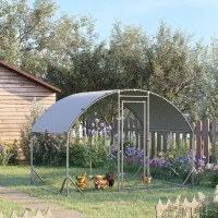 PawHut Grand enclos poulailler 5,32 ㎡ parc grillagé toit anti-UV porte verouillable 2,8 x 1,9 x 1,97 m argenté(m-10)