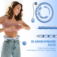 SPORTNOW Smart Hula Hoop Reifen Erwachsene mit Gewicht Kugel Zähler 16 Knoten (76-113cm) Hellblau(m-5)
