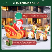 Outsunny Moș Crăciun Gonflabil cu Sanie și Reni de 2.4m cu 6 Lămpi LED și Sistem de Umflare pentru Exterior și Interior(m-6)