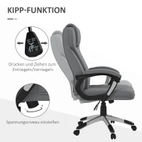Vinsetto Bürostuhl Schreibtischstuhl Chefsessel, höhenverstellbar, Wippfunktion, 6 cm x 75 cm x 120 cm, Grau(m-5)