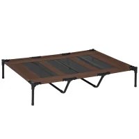 PawHut Hundebett, faltbar, Outdoor-Hundebett, erhöhter Stand, 122 cm x 92 cm x 23 cm,  Kaffee-Braun + Schwarz(m-1)