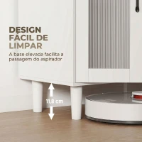 HOMCOM Aparador de Cozinha Moderno com Porta de Acrílico, Gaveta Prateleira Ajustável Compartimento Aberto, 80x34x91 cm Branco(m-7)