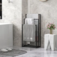 HOMCOM Suport pentru prosoape autoportant cu 3 brațe din oțel, 45x21.5x85 cm(m-7)