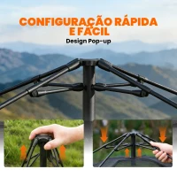 Outsunny Tenda de Campanha Instantânea, Janelas de Rede e Bolsa de Transporte Impermeável para 2-3 Pessoas, Caqui(m-4)