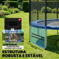 SPORTNOW Trampolim para Crianças Exterior Ø305 cm com Rede de Segurança Escada Acolchoamento de Molas Azul(m-4)