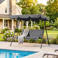 Outsunny Baloiço de Jardim de 3 Lugares com Almofada Toldo Ajustável e Estrutura de Aço para Balcão Terraço 172x110x153 cm Cinza(m-8)
