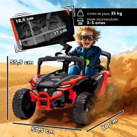 AIYAPLAY Carro Elétrico para Crianças 12V com 2 Motores Suspensão Traseira Faróis e Música 88x57,5x55,5 cm Vermelho(m-5)