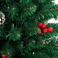 HOMCOM Sapin de Noël Artificiel Crayon 180cm, Pré-éclairé 170 LEDs, 11 Modes, 351 Branches, Télécommande, Base Amovible, Vert(m-13)