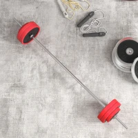 SPORTNOW Set Halteră și Discuri de 30 kg, cu 6 Greutăți și 2 Piulițe, din Metal, PU și Nisip, 170x26x26 cm, Roșu(m-7)