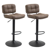 HOMCOM Lot de 2 tabourets de bar Vintage capitonné - pivotant, réglable - repose-pied - revêtement synthétique marron(m-11)