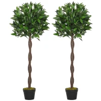 Outsunny Lauriers artificiels topiaires 1,20H m - Lot de 2 lauriers Boules artificiels - 741 Feuilles réalistes par(m-11)