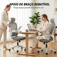 HOMCOM Cadeira de Escritório Giratória com Altura Ajustável Apoio para a Cabeça e Suporte Lombar Ajustáveis 58x63x115-125 cm Cinza(m-12)