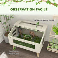 PawHut Terrarium pour reptiles, vivarium pour serpents 111L avec fenêtres en verre trempé, couvercle, 80 x 50 x 60 cm(m-5)