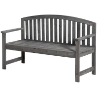 Outsunny Banco de Jardim de 3 Lugares Banco de Ripas de Madeira com Encosto Apoio para os Braços Terraço Varanda Exterior Carga 320kg 140x50x85cm Cinza(m-12)