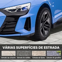 HOMCOM Carro Elétrico AUDI RS E-Tron GT 12V com 2 Motores Controlo Remoto Faróis LED Buzina Música USB 3-5km/h 103x58x41cm Azul(m-9)
