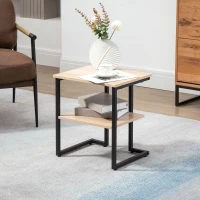 HOMCOM Mesa Auxiliar de 2 Níveis Mesa Auxiliar para Sala de Estar Dormitório Escritório Estilo Moderno 45x35x48cm Madeira e Preto(m-10)