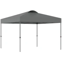 Outsunny Garten-Pavillon, Faltpavillon, Festzelt, Gartenzelt inkl. Heringe Abspannseile, Oxfordstoff, 2,99 x 2,99 x 2,64 m, Grau(m-1)