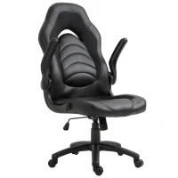 Vinsetto Gamingstuhl mit Wippfunktion höhenverstellbarer Bürostuhl ergonomischer Schreibtischstuhl Home-Office Schaumstoff Kunstleder Nylon Mesh Schwarz 64 x 68,5 x 117-127 cm(m-10)