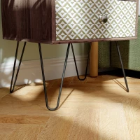 HOMCOM Mesa de Cabeceira com 2 Gavetas Pés de Aço Estilo Boémio Mesa de Cabeceira para Quarto Sala de Estar 45x39x55,5 cm Marrom(m-9)