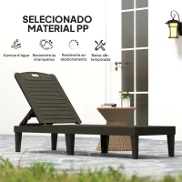 Outsunny Conjunto de 2 Espreguiçadeiras de Jardim Exterior Espreguiçadeiras Reclináveis de PP Encosto Ajustável Resistentes às Intempéries Preto(m-5)
