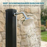Outsunny Solardusche 60L Gartendusche mit schwenkbarem Regenduschkopf Wasserhahn, einstellbarer Temperatur(m-5)
