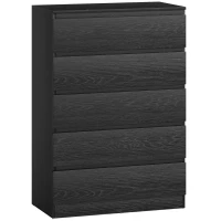 HOMCOM Cómoda 5 Gavetas Cômoda para Quarto Móvel de Arrumação Estilo Moderno 77x40x111,5 cm Preto Veteado(m-1)