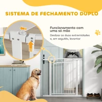 PawHut Barreira de Segurança para Cães Extensível 76-102 cm Barreira para Animais de Estimação com 2 Extensões Duplo Bloqueio Branco(m-7)