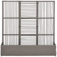 Outsunny Blumenkasten mit Spalier, wetterfest, Polyrattan, 103 x 29 x 103 cm, Grau(m-11)